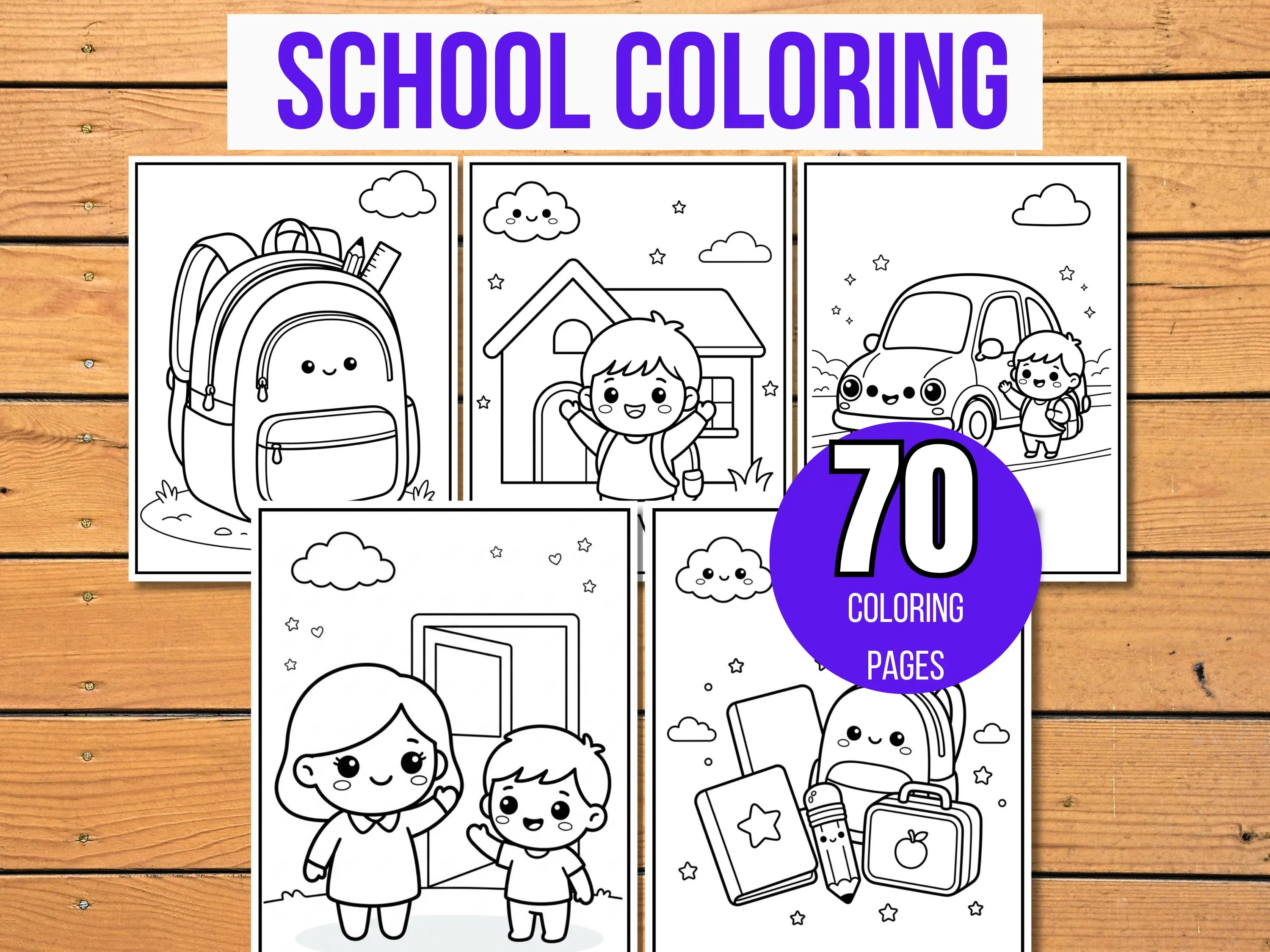 Back to School Coloring Pages, School Supplies & Alphabet Coloring Book, School Coloring Book For Kids, Back to School Coloring Sheets