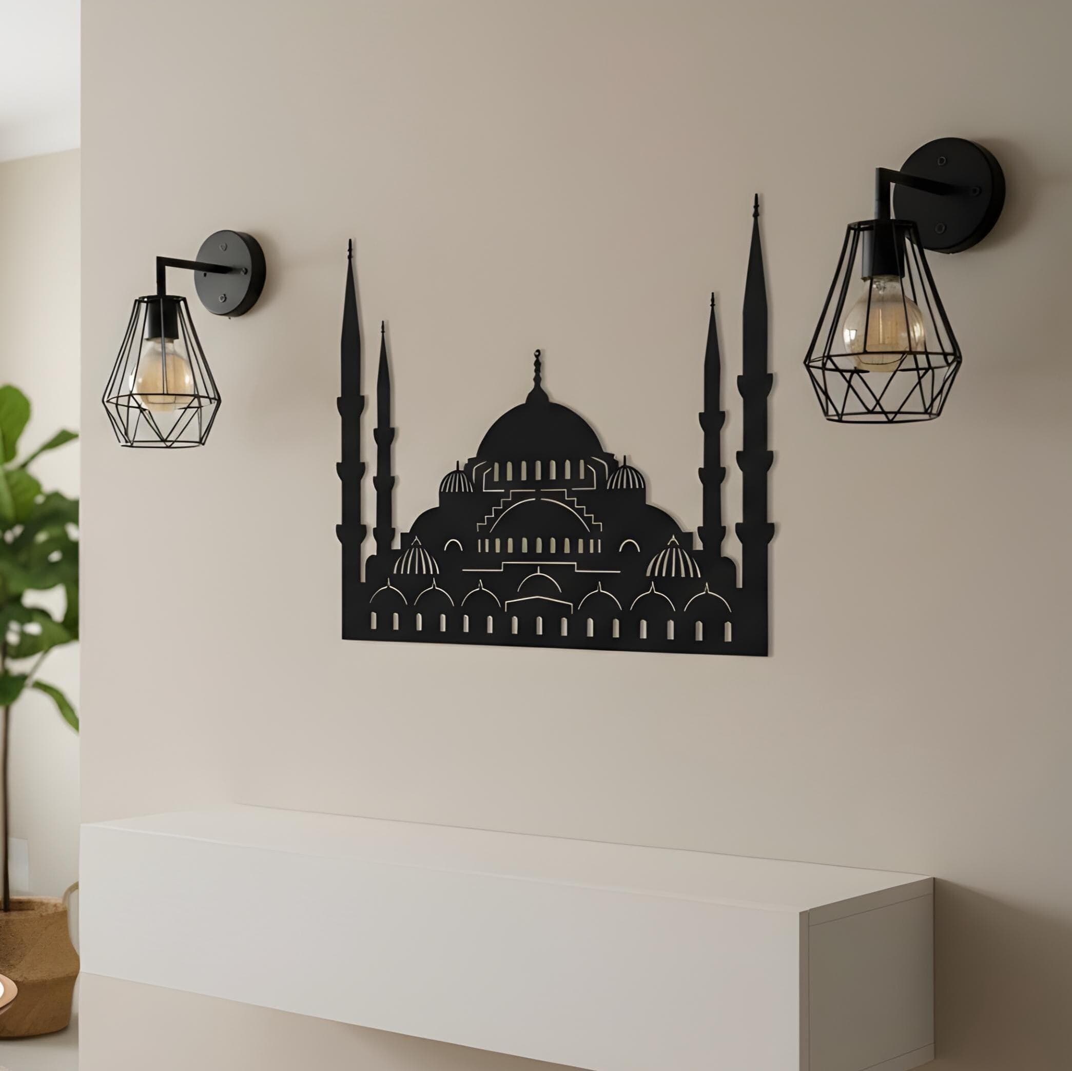 Metal Islamic Mosque Wall Art, Wall Decor for Muslims, Ramadan Wall Hanging, Islamic Metal Wall Art