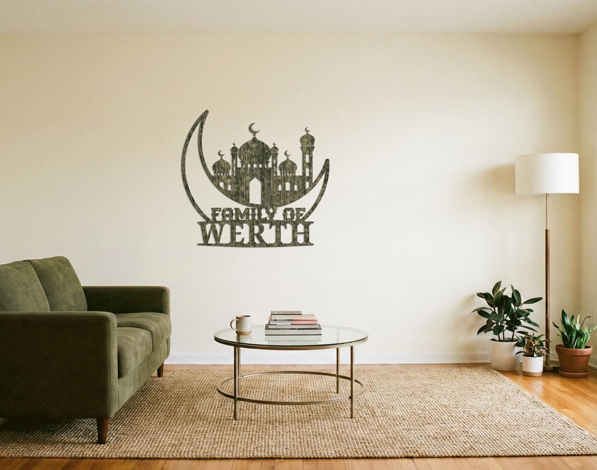 Custom Islamic Metal Wall Art, Mosque Crescent Metal Sign, Personalized Muslim Home Decor