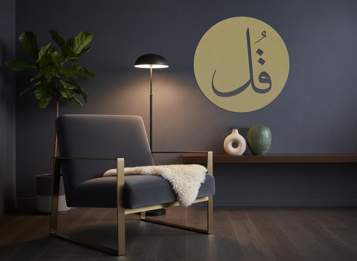 Gul Islamic Calligraphy Metal Wall Art Minimal Prophet Symbol Modern Muslim Home Decor