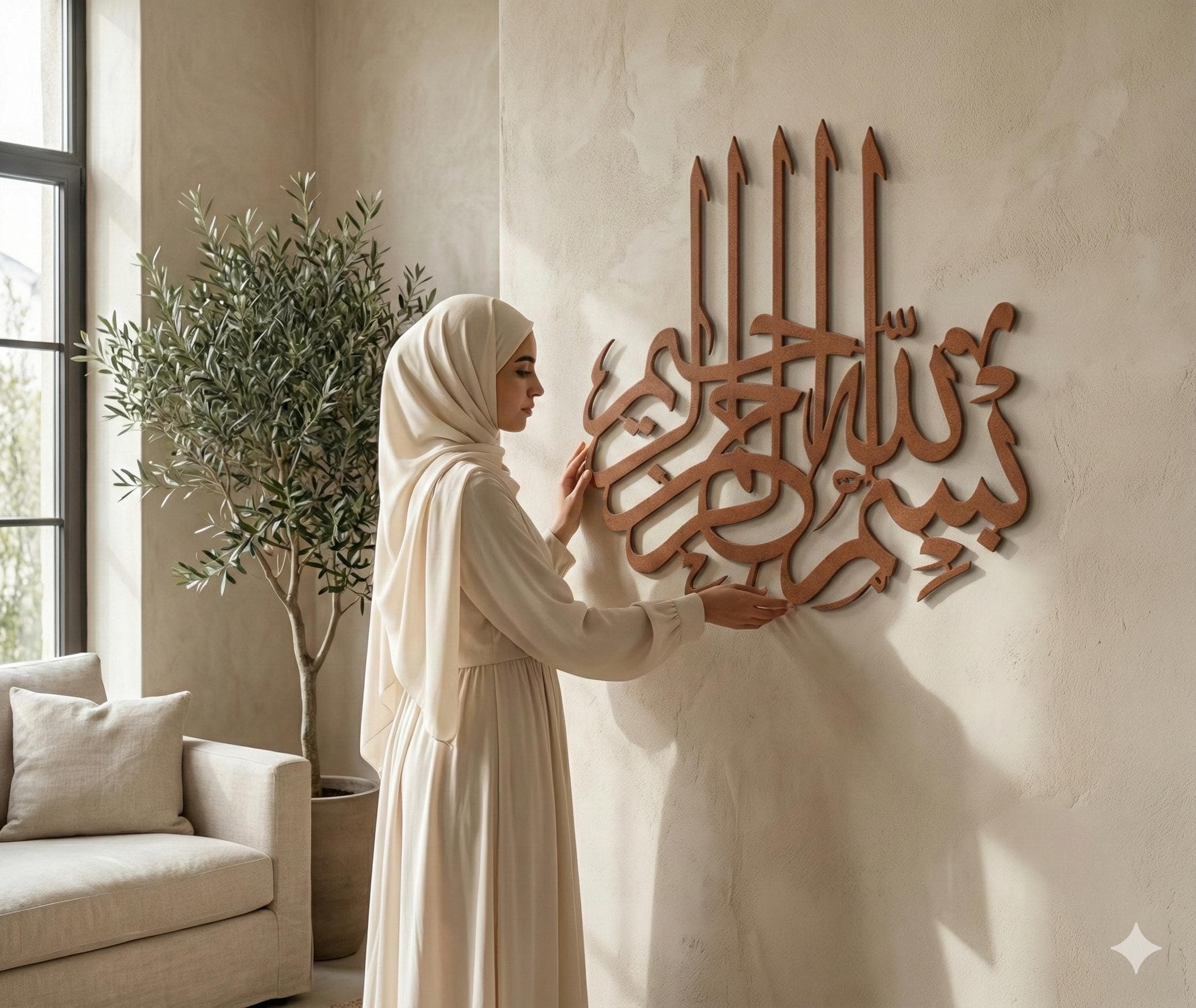 Metal Bismillah Metal Wall Decor, Ramadan Home Decoration for Muslims, Islamic Wall Hangings, Arabic Calligraphy, Metal Basmala Sign - image 3