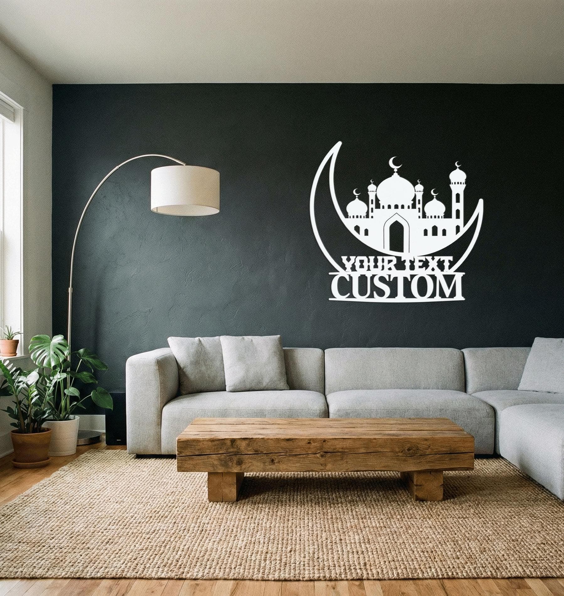 Custom Islamic Metal Wall Art, Mosque Crescent Metal Sign, Personalized Muslim Home Decor