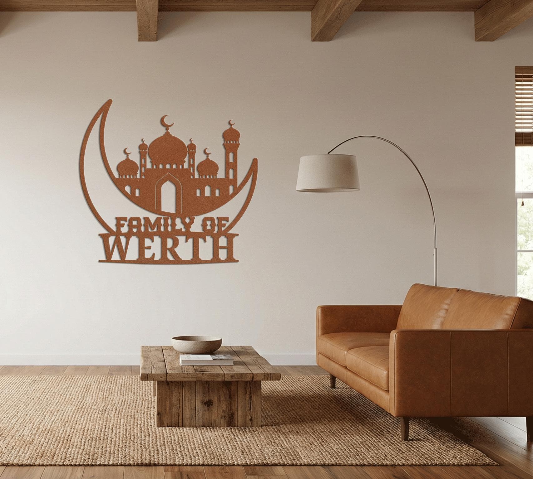 Custom Islamic Metal Wall Art, Mosque Crescent Metal Sign, Personalized Muslim Home Decor
