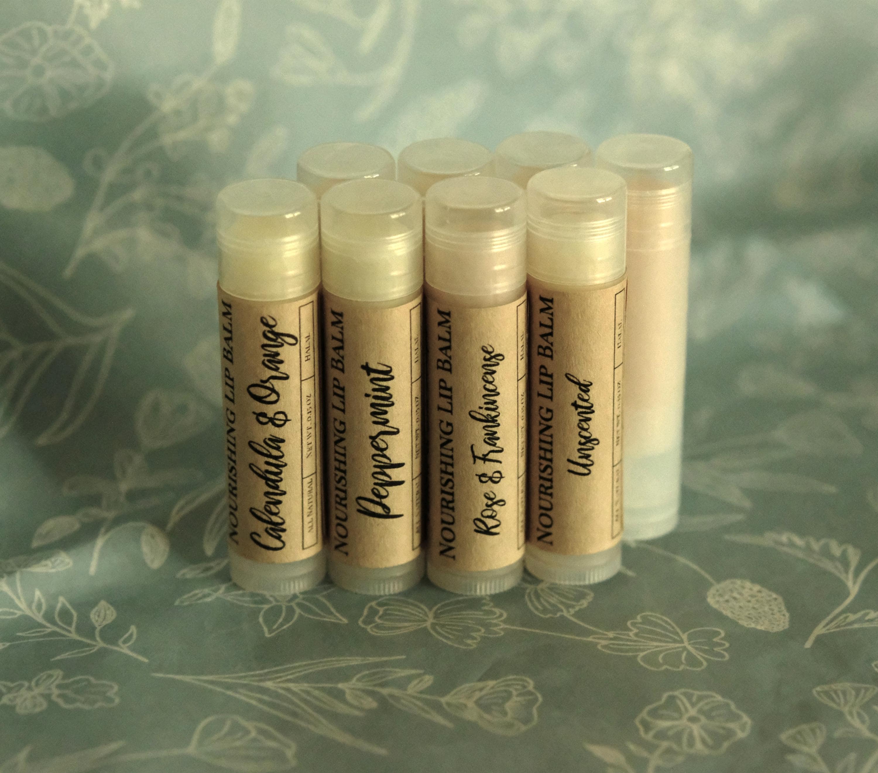 Tallow Lip Balm. Halal, Grass-fed, All Natural. Great for Dry, Chapped Lips. Peppermint, Calendula/Orange, Rose and Unscented. 0.15 oz.