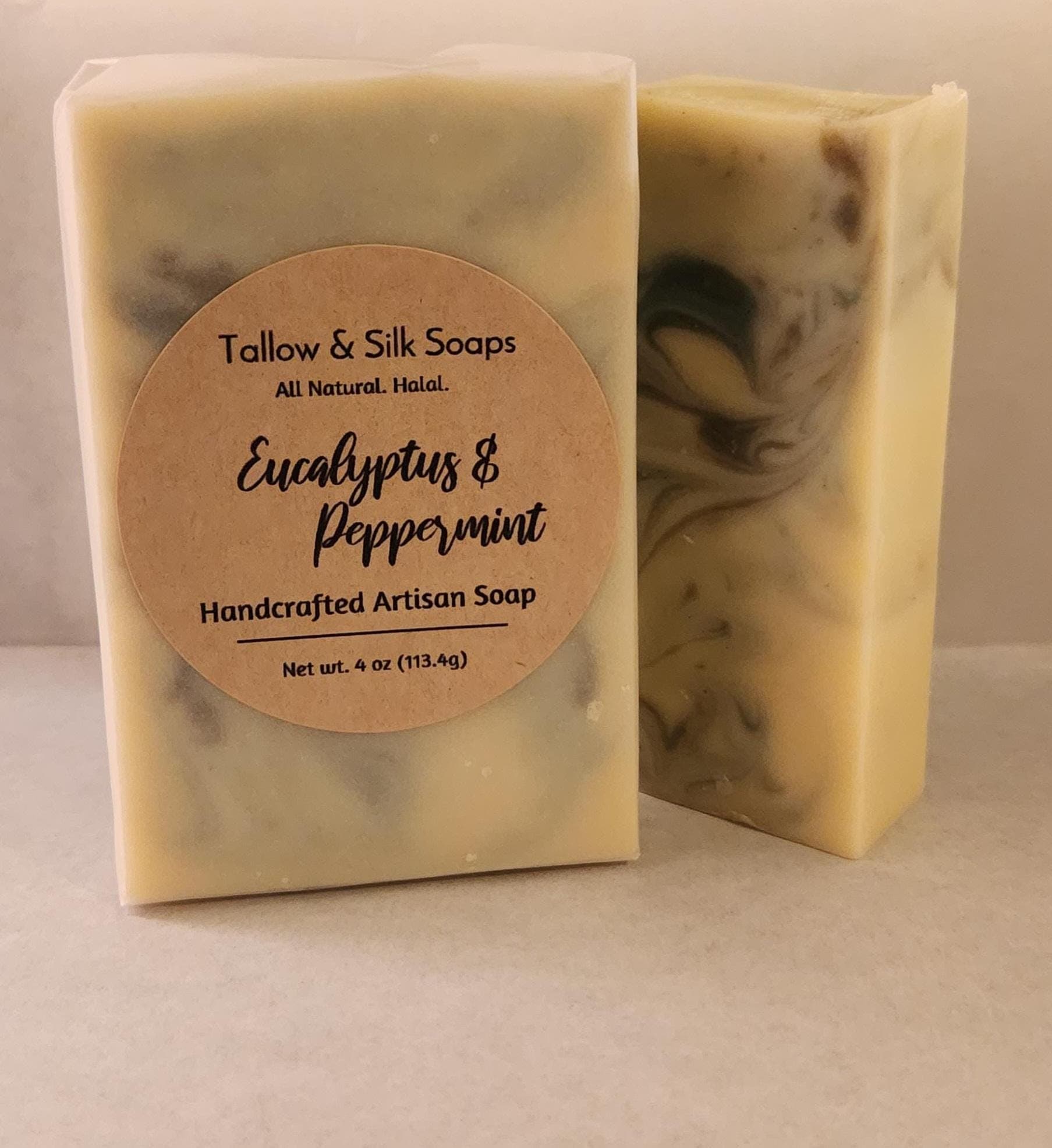 Luxe Artisan Tallow Soap Bar. Eucalyptus/Lavender/Frankincense. Bulgarian Rose Wax. Handcrafted, Halal, Grass-fed. Dry Sensitive Skin.