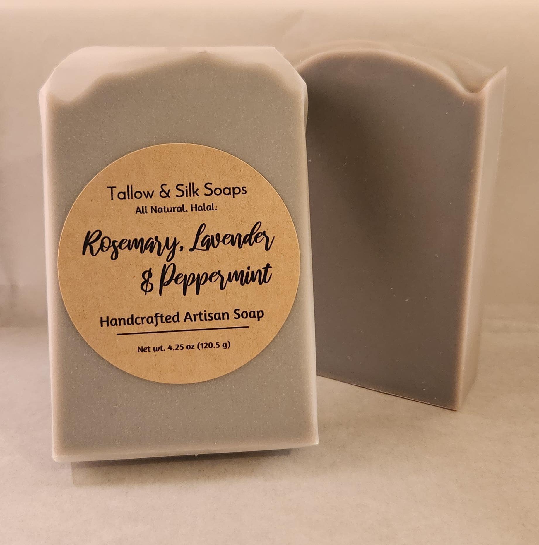 Luxe Artisan Tallow Soap Bar. Rosemary, Lavender, Peppermint, Bulgarian Rose Wax. Handcrafted, Halal, Grass-fed. Dry Sensitive Skin. 4.25 oz - image 4
