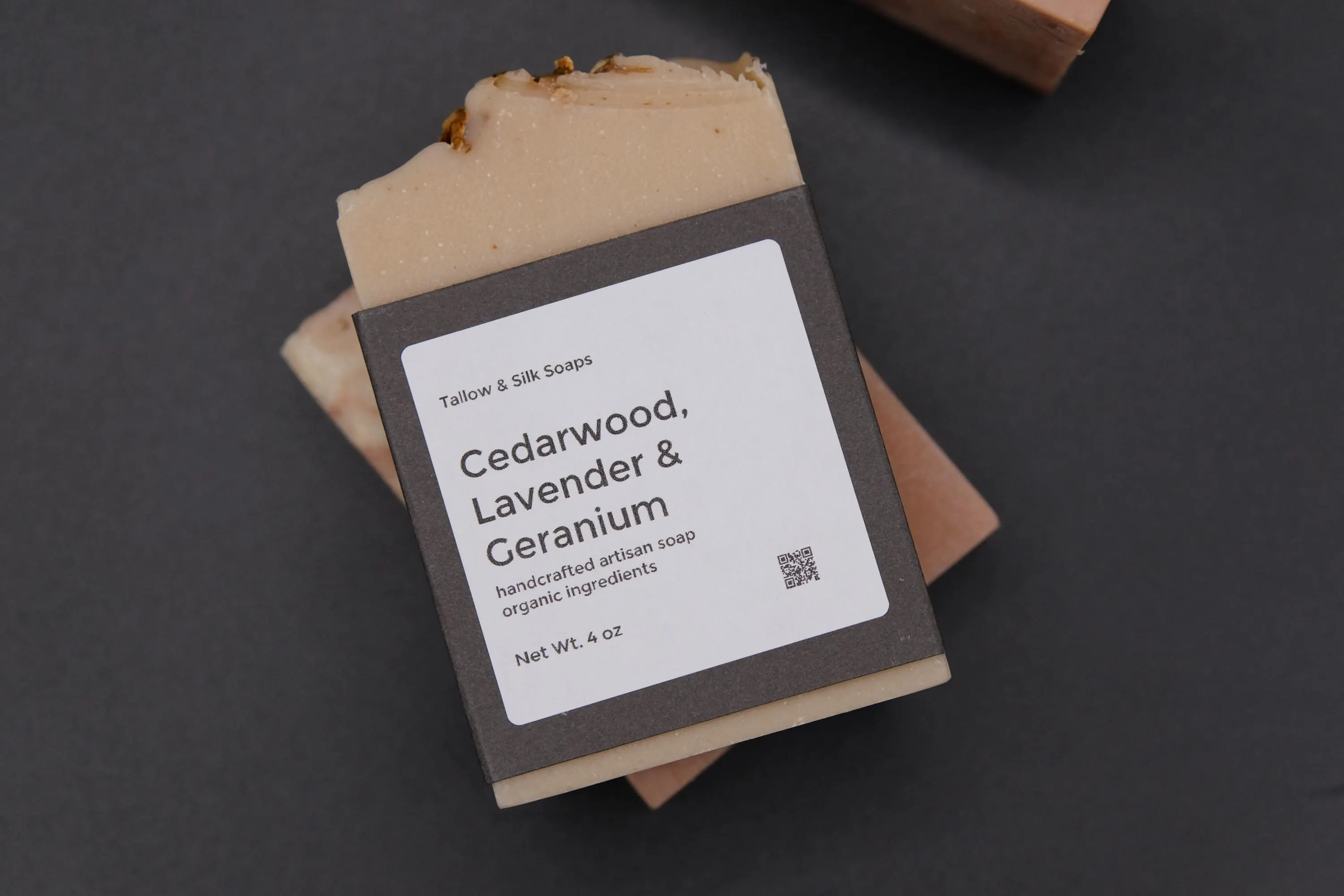 Luxe Artisan Tallow Soap Bar. Cedarwood with Lavender and Geranium. Handcrafted, Halal, Grass-fed, Natural. For Dry, Sensitive Skin. 4 oz