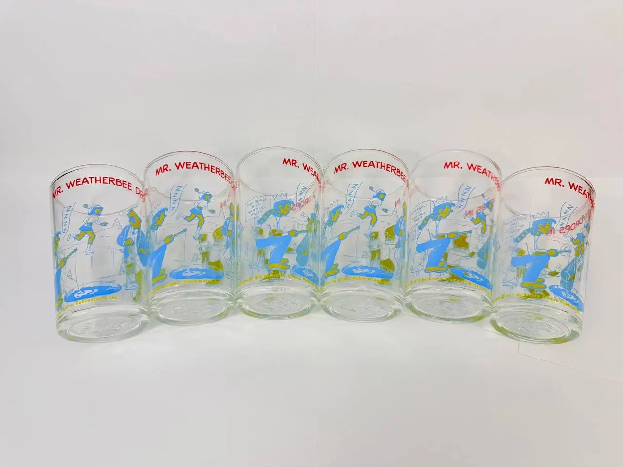 Vintage 1973 Welch’s Archie Comics Mr Weatherbee Drops In Glasses Set of 6 - image 5