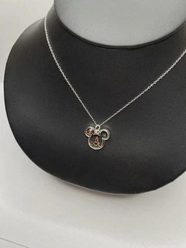 Disney Necklace 18” Silver Tone Initial Mickey Mouse Name Letter A Pave - image 4