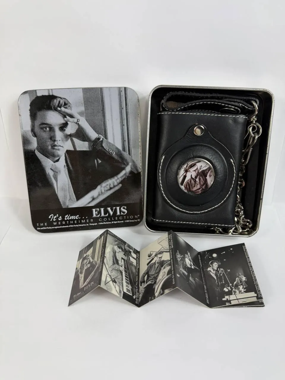 Elvis Presley Black Wallet Genuine Leather Pocket Watch Wertheimer Collection - image 3