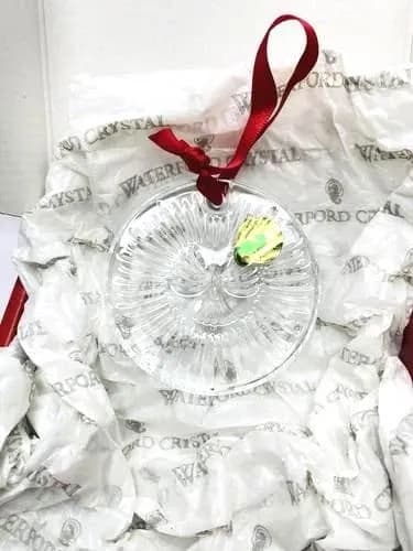 WATERFORD CRYSTAL PEACE disk ornament 3” w/ Original Box Holiday Tree Toy Bird - image 3