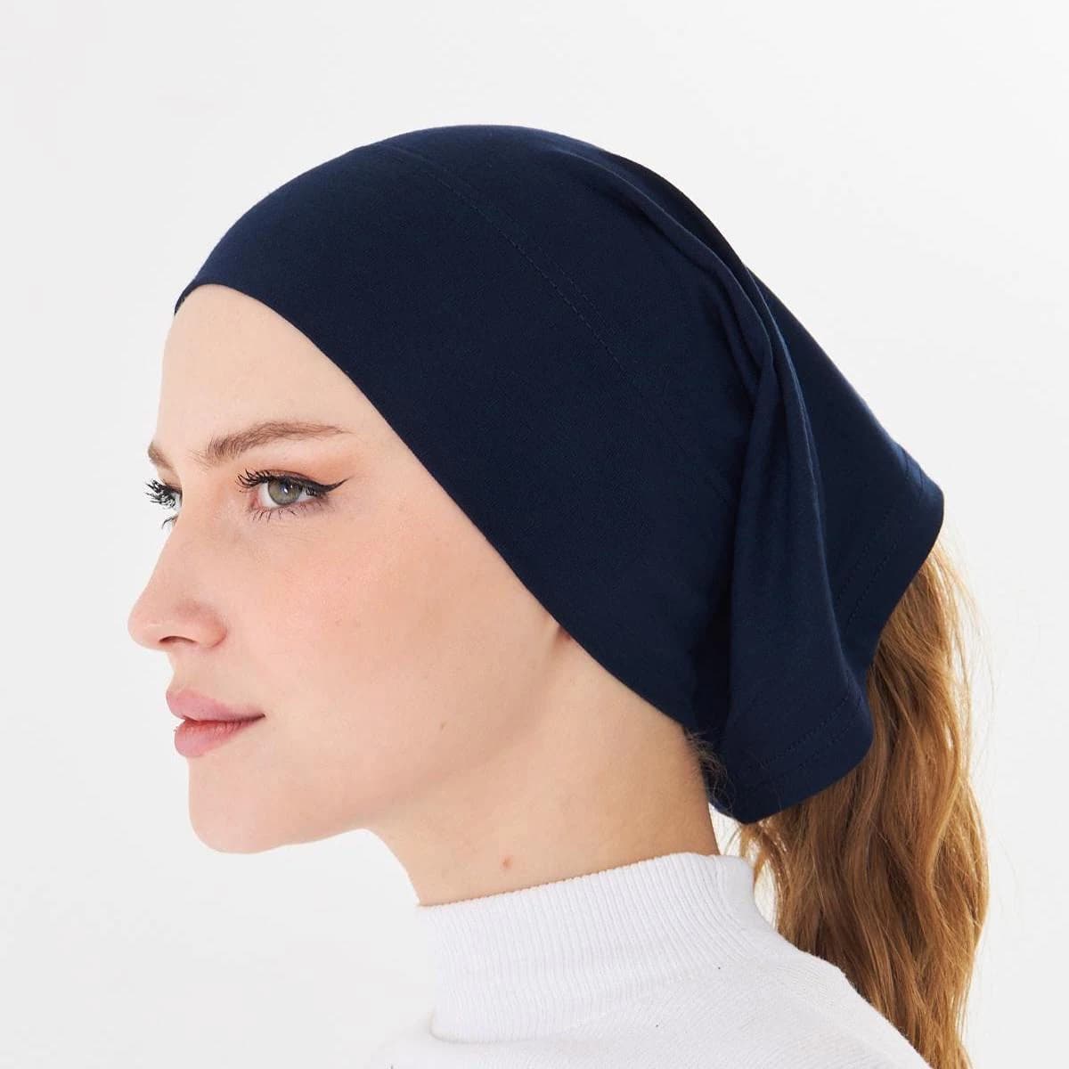 Lcyra Inner Hijab Cap Tube Bonnet, Breathable Open Ended Undercap, Soft Stretch Chemo Headwear, Non-Slip Under Scarf Headband for Women
