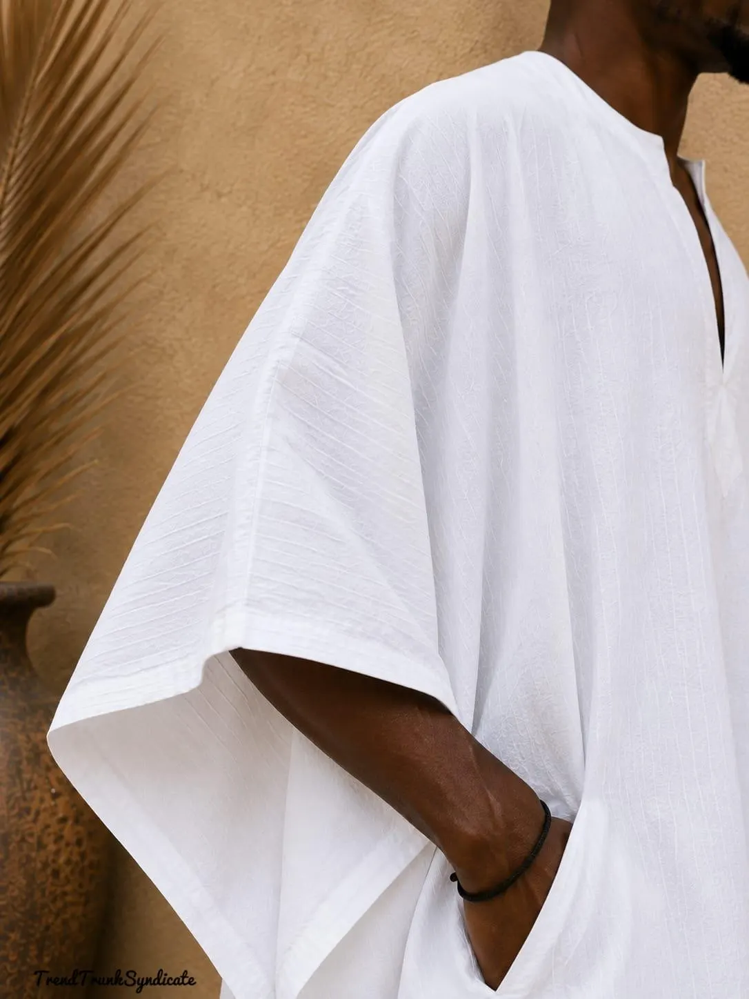 Men's Rayon Cotton Kaftan | White Oversized Caftan Robe | Lightweight Resort Beach Wear | African - image 4