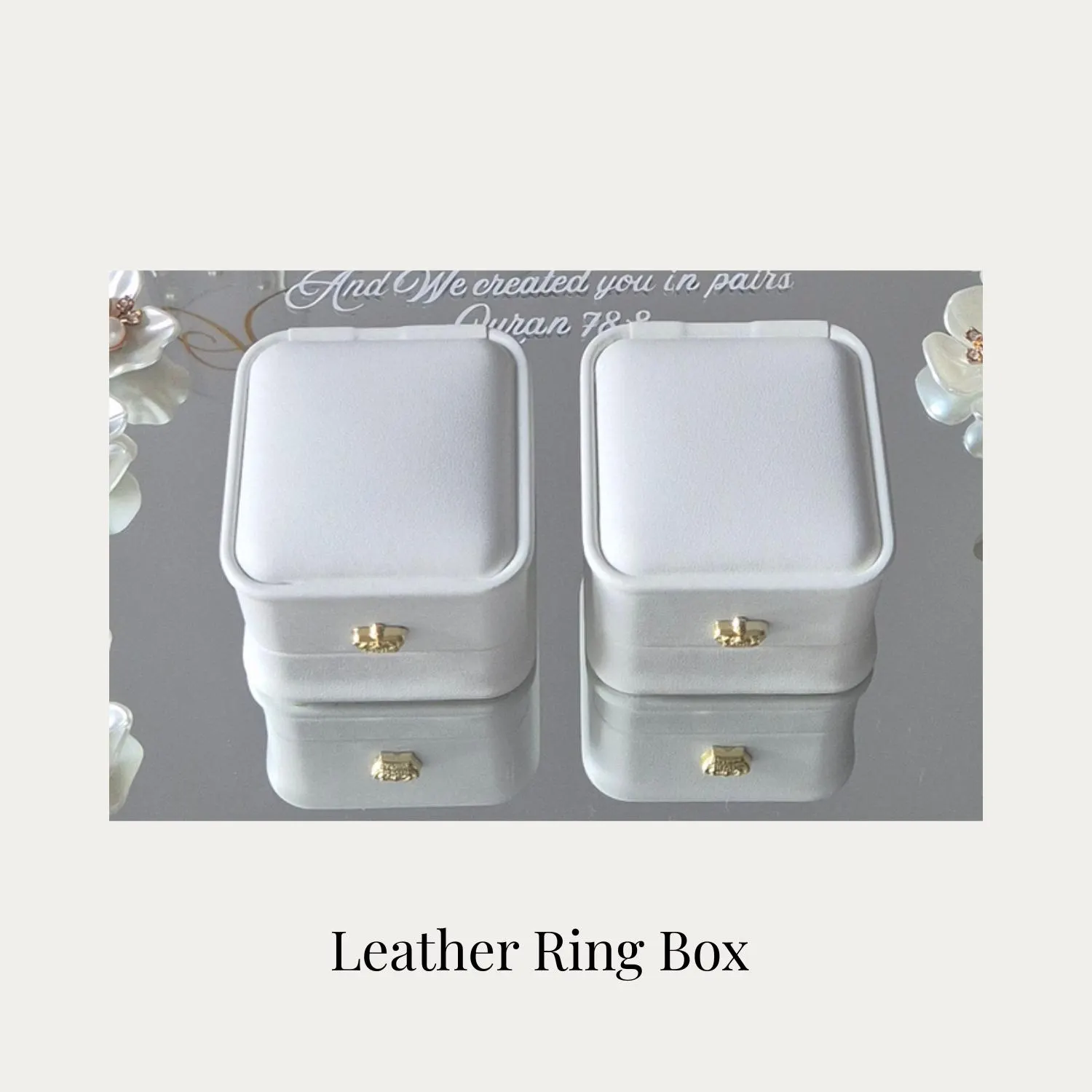 Personalised Wedding Mirror Ring Plate for Nikkah, Engagement Ceremony. With Ring Box & Flowers - image 5