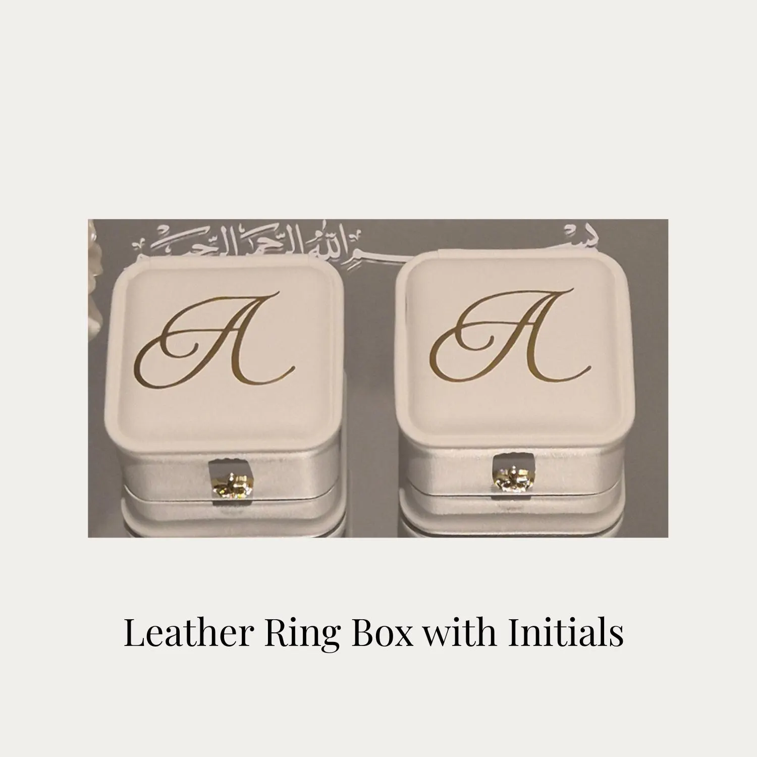 Personalised Wedding Mirror Ring Plate for Nikkah, Engagement Ceremony. With Ring Box & Flowers - image 3