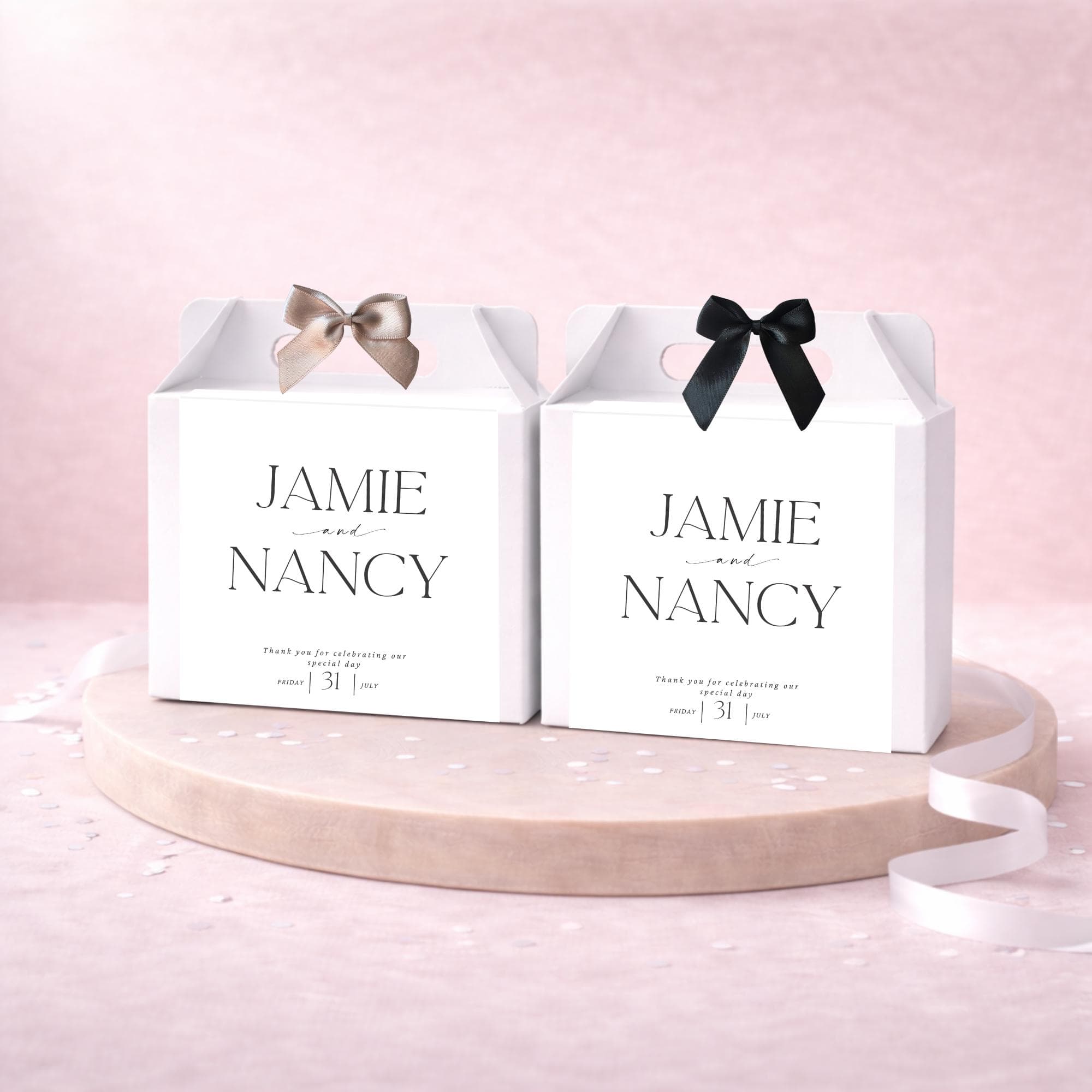 Personalised Wedding Gift Box | Place Name Box with Ribbon Bow | Luxury Card Wedding Table Favour | 31 Ribbon Colours UK - image 3