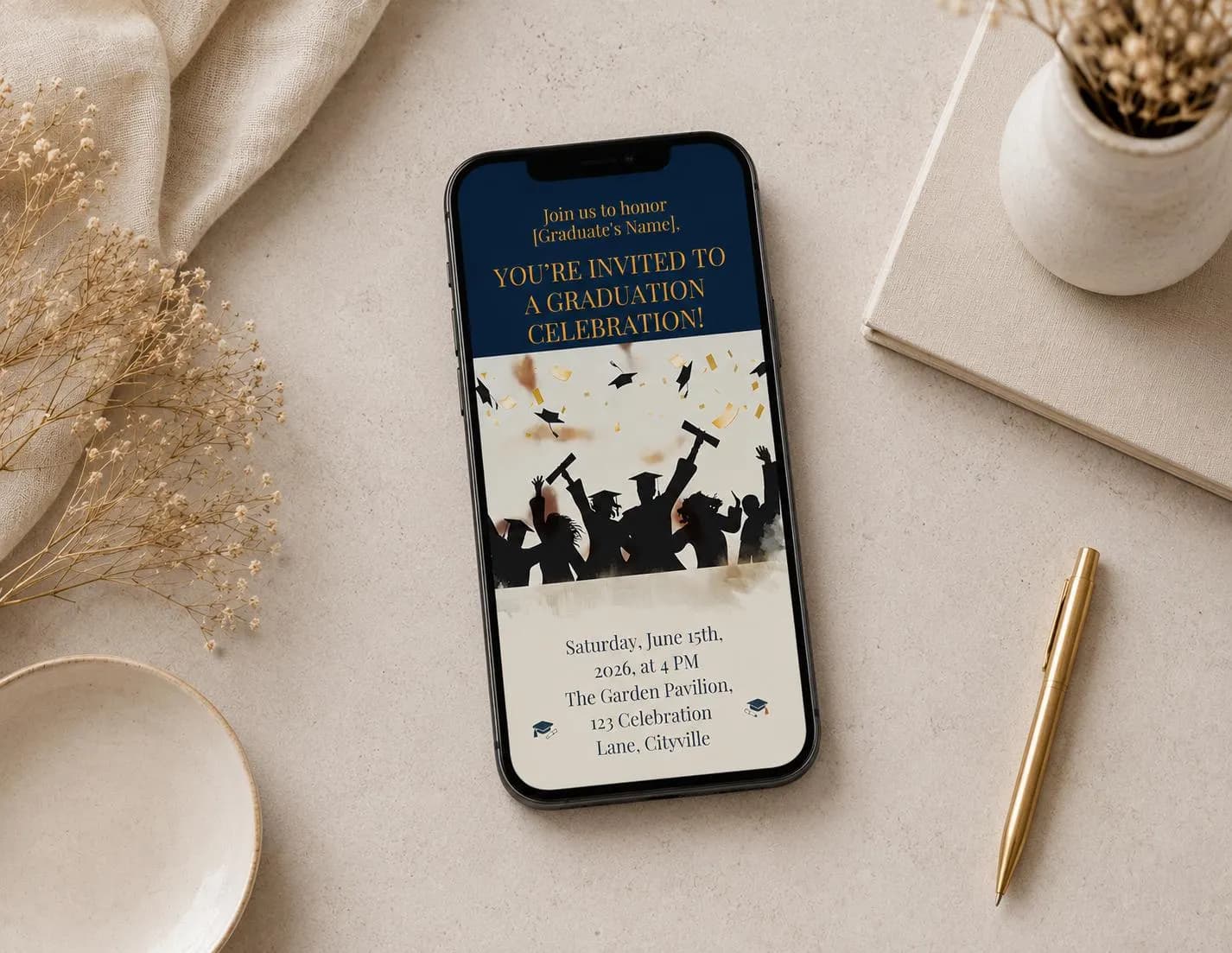 Graduation invitation template editable on Canva  instantly digital download class of 2026 mobile invite - image 2