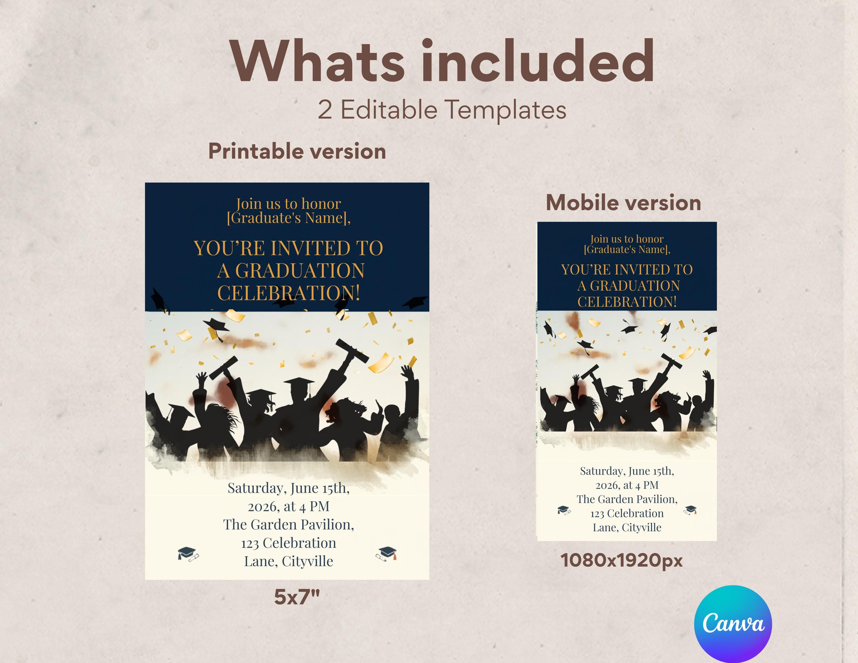 Graduation invitation template editable on Canva  instantly digital download class of 2026 mobile invite - image 5