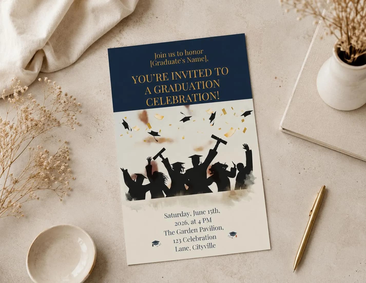Graduation invitation template editable on Canva  instantly digital download class of 2026 mobile invite