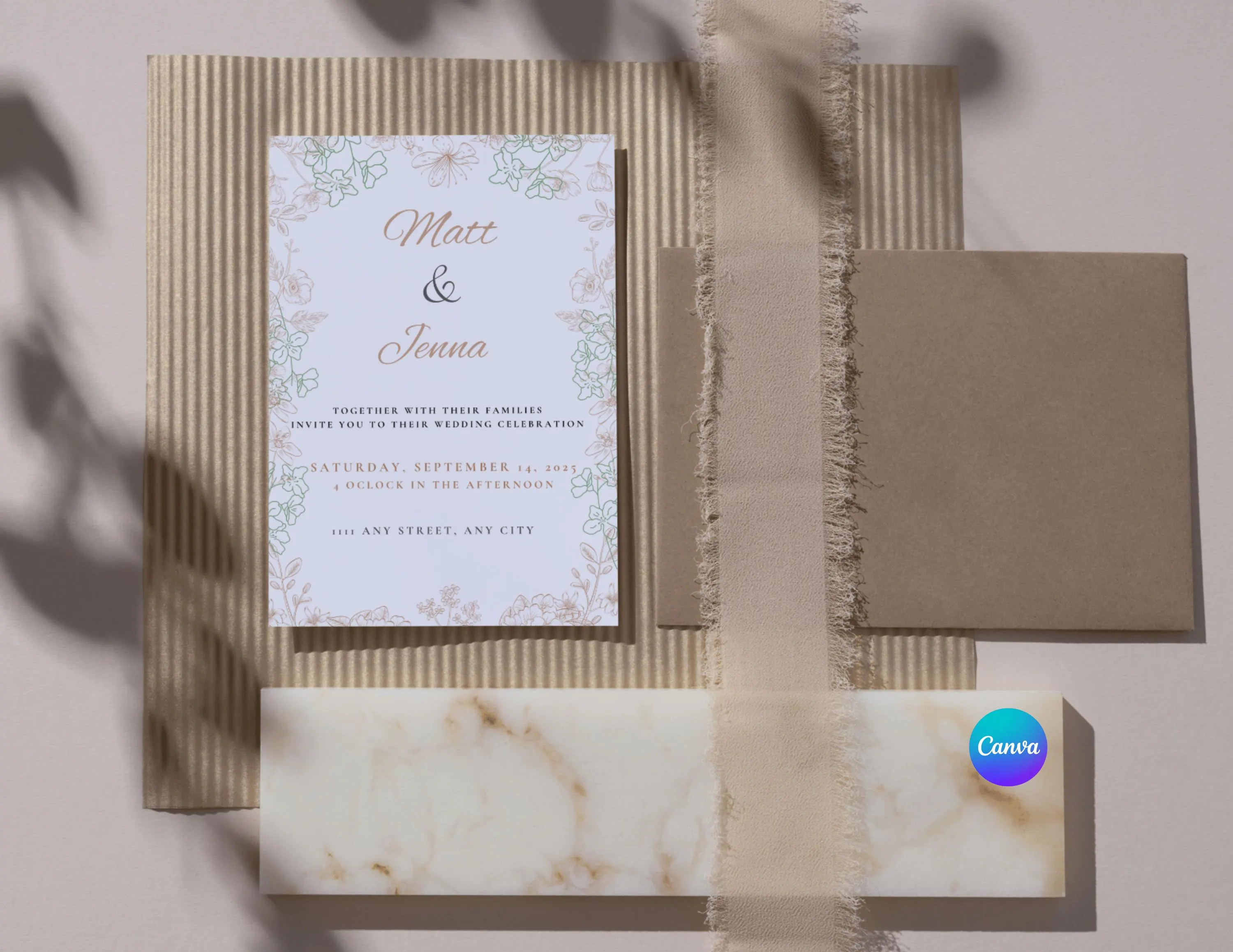Floral Wedding Invitation Template | Romantic Script (Digital Download 5x7"  and 1080x1920px) - image 3