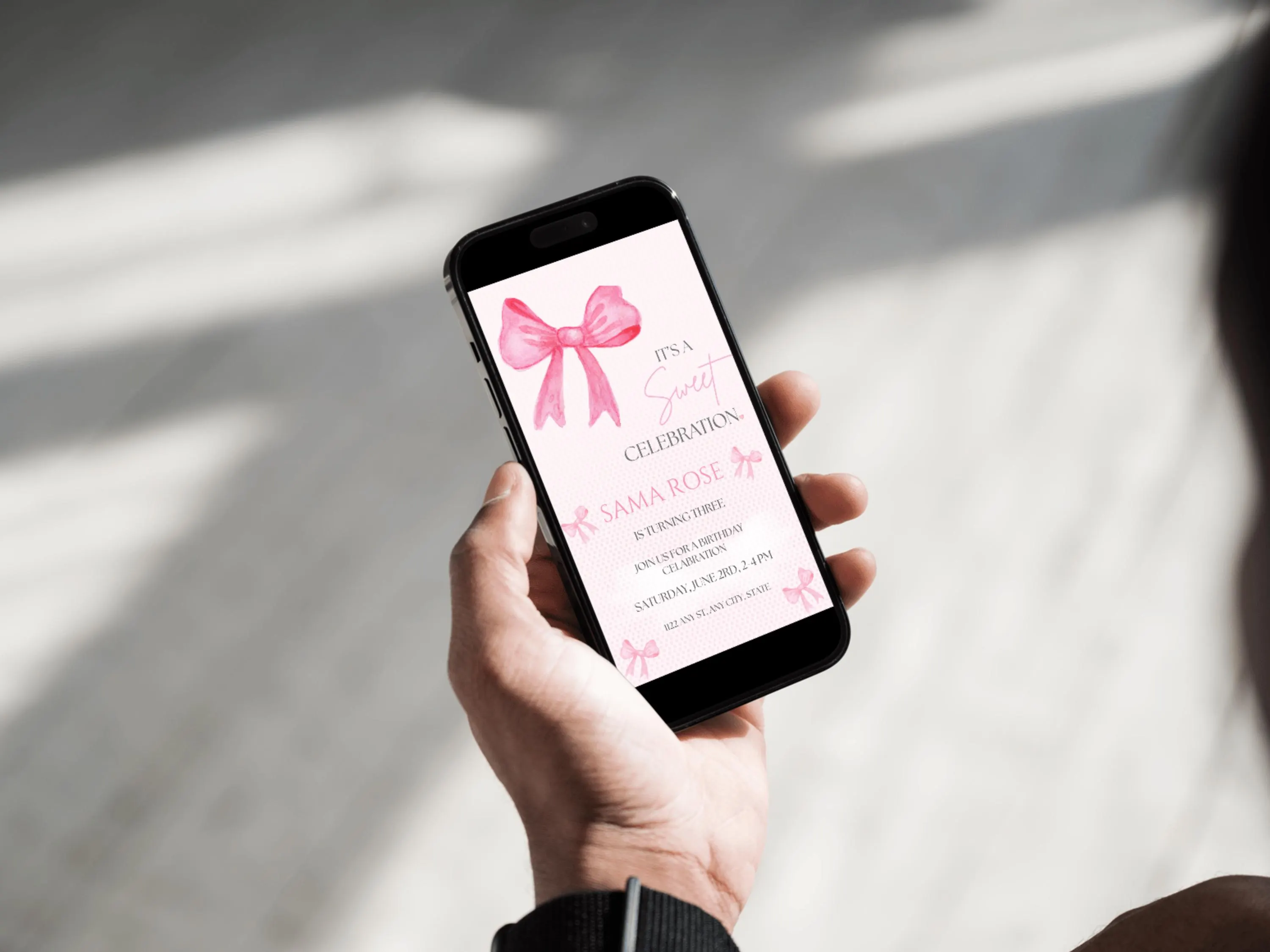 Pink Bow Birthday Invitation Template | Coquette Girl Party Invite Printable Canva  (Digital Download) - image 3