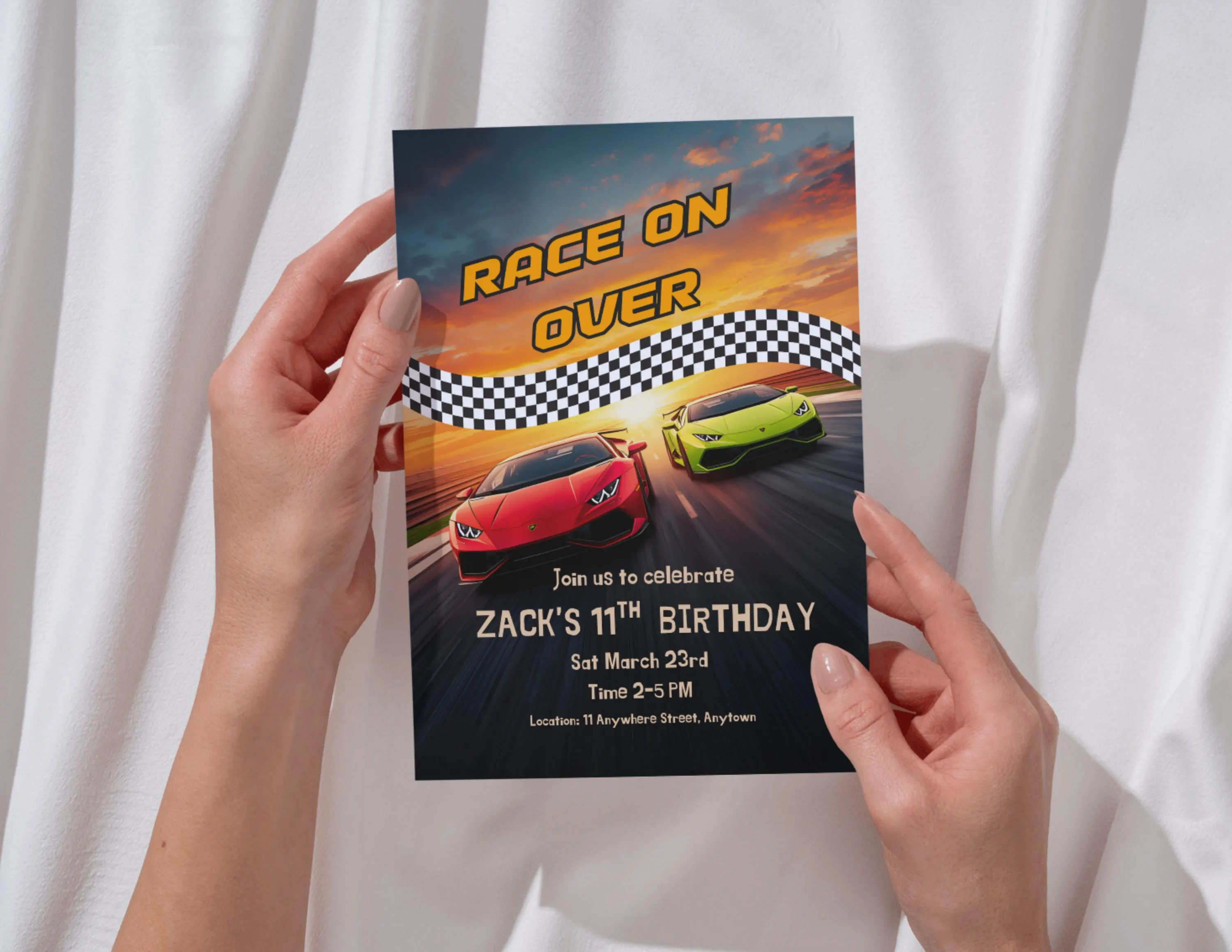 Race Car Birthday Invitation | Editable Canva Template (Digital Download)