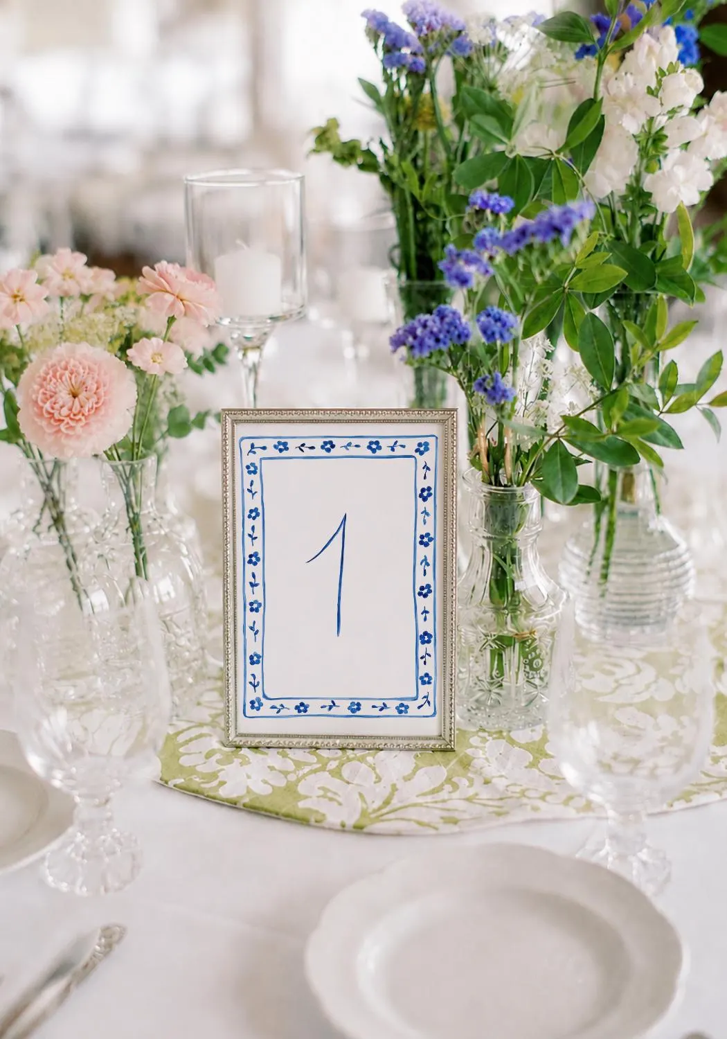 Hand Painted Watercolor Floral Table Numbers, Blue Custom Botanical Wedding Table Numbers, Wedding Reception Decor, 5x7 Table Cards