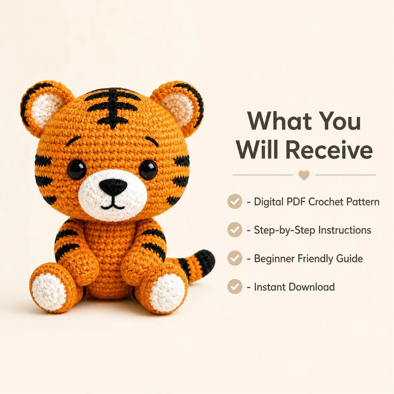 Baby Tiger Crochet Pattern PDF, Easy Amigurumi Cute Plush DIY Toy Beginner Friendly - image 5