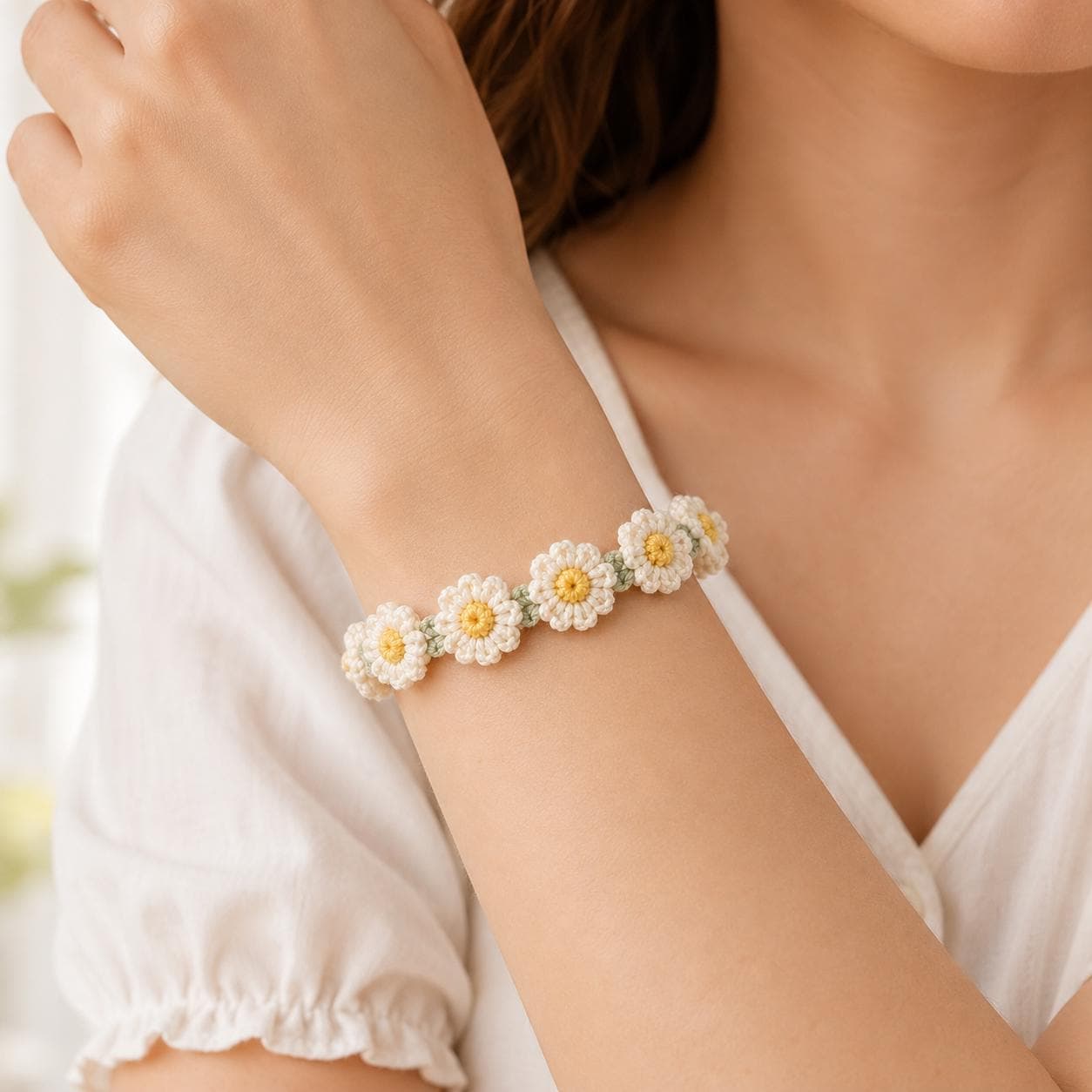 Crochet Daisy Bracelet Pattern PDF, Adjustable Floral Jewelry Tutorial for Beginners,Instant Download - image 4