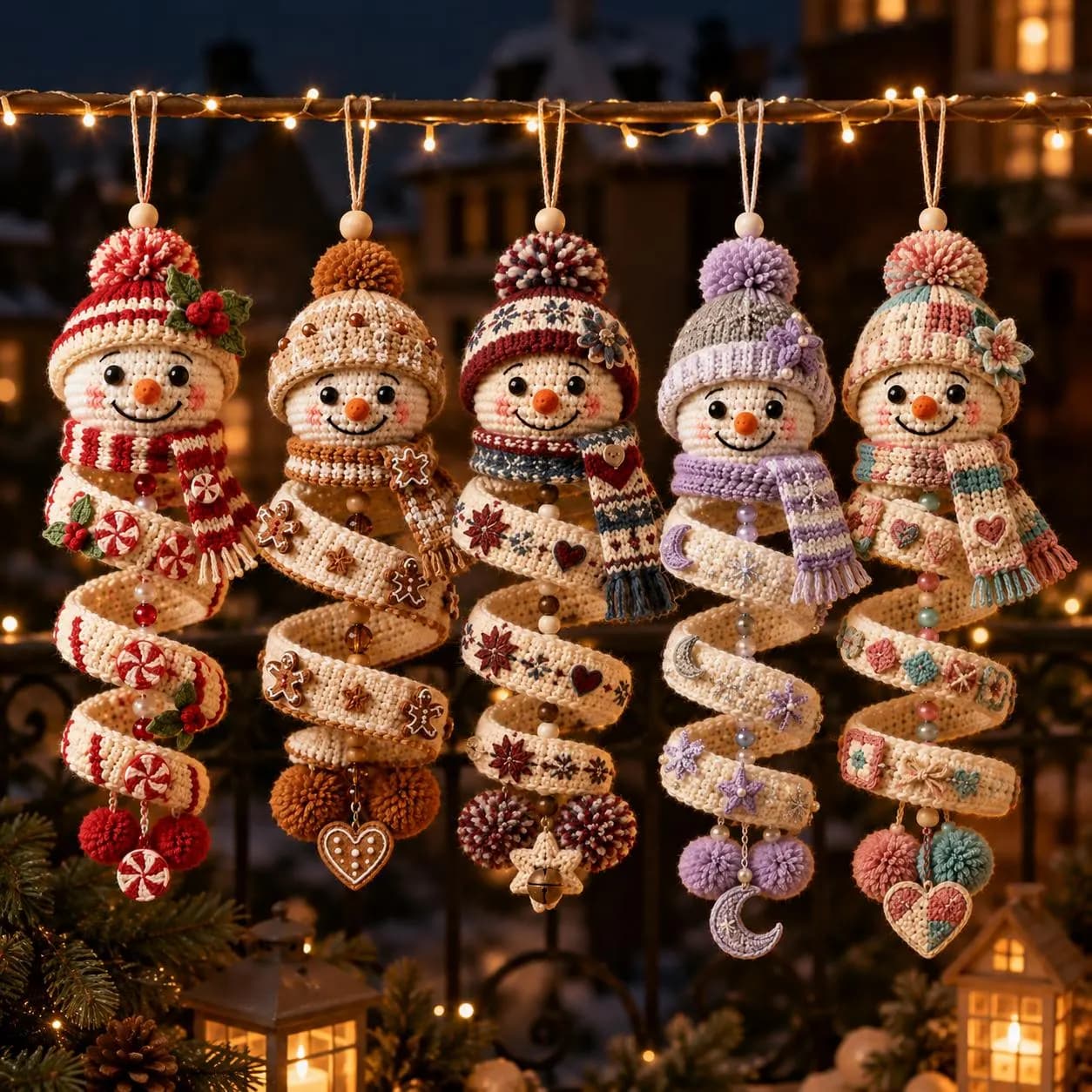 Snowman Crochet Pattern Bundle, 5 Spiral Snowman Ornament PDF Patterns, Christmas Hanging Decor, Holiday Crochet Digital Download Set - image 3