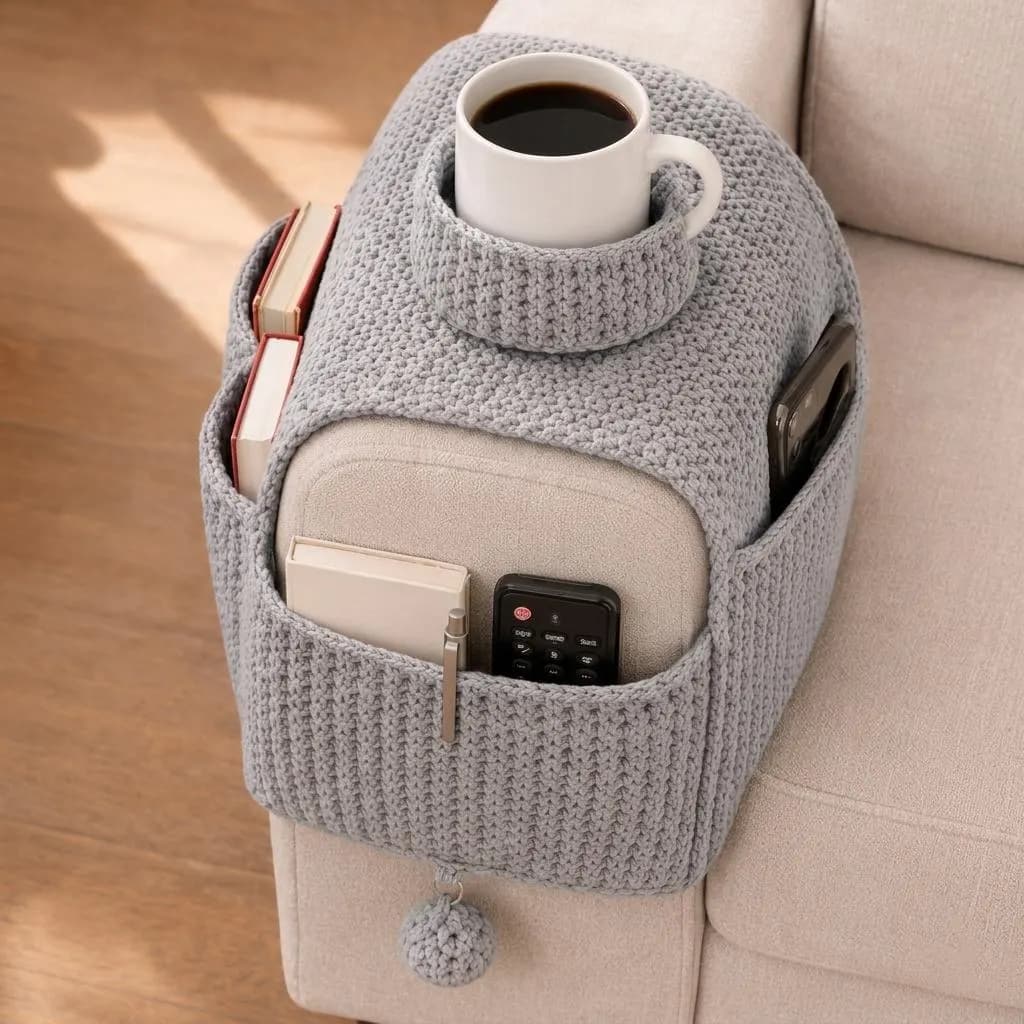 Sofa Arm Crochet Pattern PDF, Couch Caddy Organizer, Armchair Pocket Holder, Remote and Mug Storage, Easy Beginner Pattern