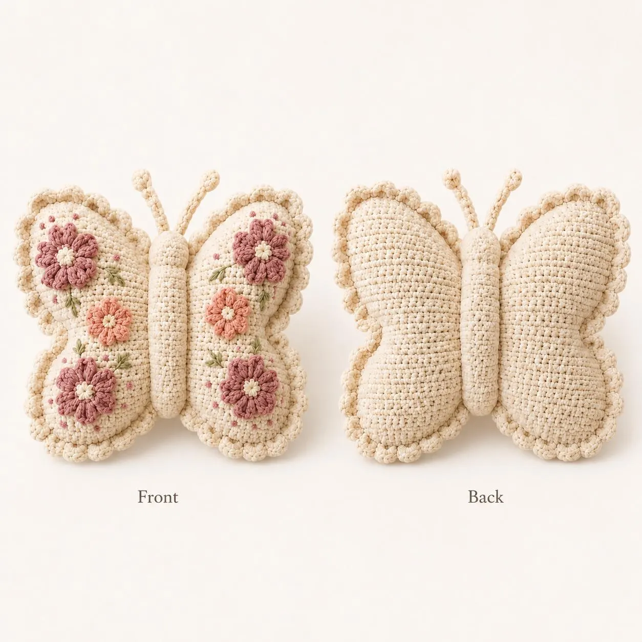 Crochet Butterfly Pillow Pattern PDF, Floral Stuffed Cushion with Visual Guide, Amigurumi Home Decor DIY Digital Download Tutorial - image 2
