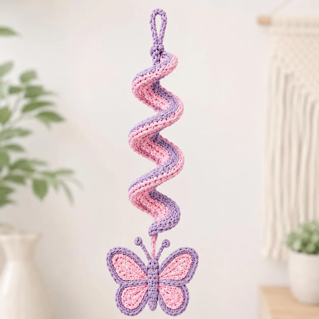 Crochet Butterfly Wind Spinner Pattern PDF, Spiral Hanging Garden Decor, Beginner Crochet Tutorial