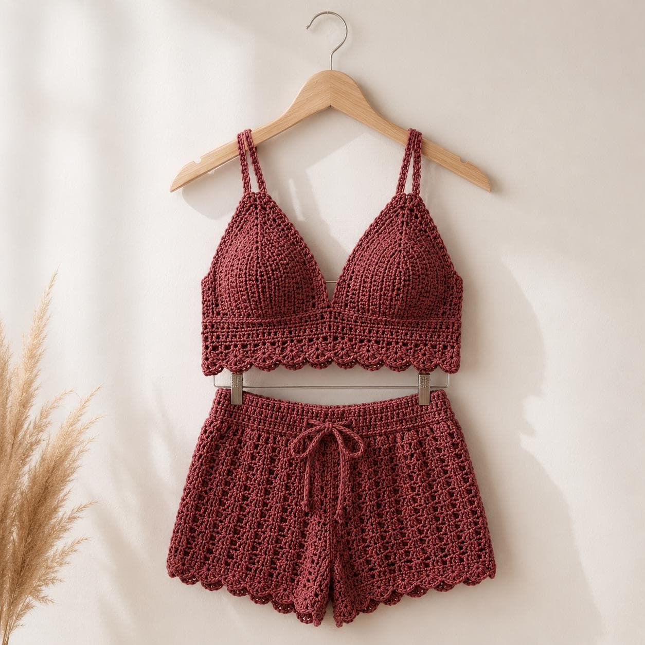 Crochet Top Shorts Set, Handmade Crochet Two Piece Outfit, Boho Beach Cover Up, Summer Festival Resort Wear for Women,Instant Download - image 5