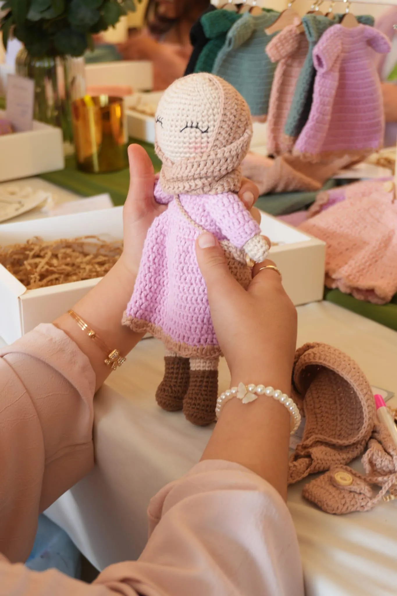 Crochet Doll Set - Hijabi Doll, Prayer Mat Colouring Activity + Spare Clothes