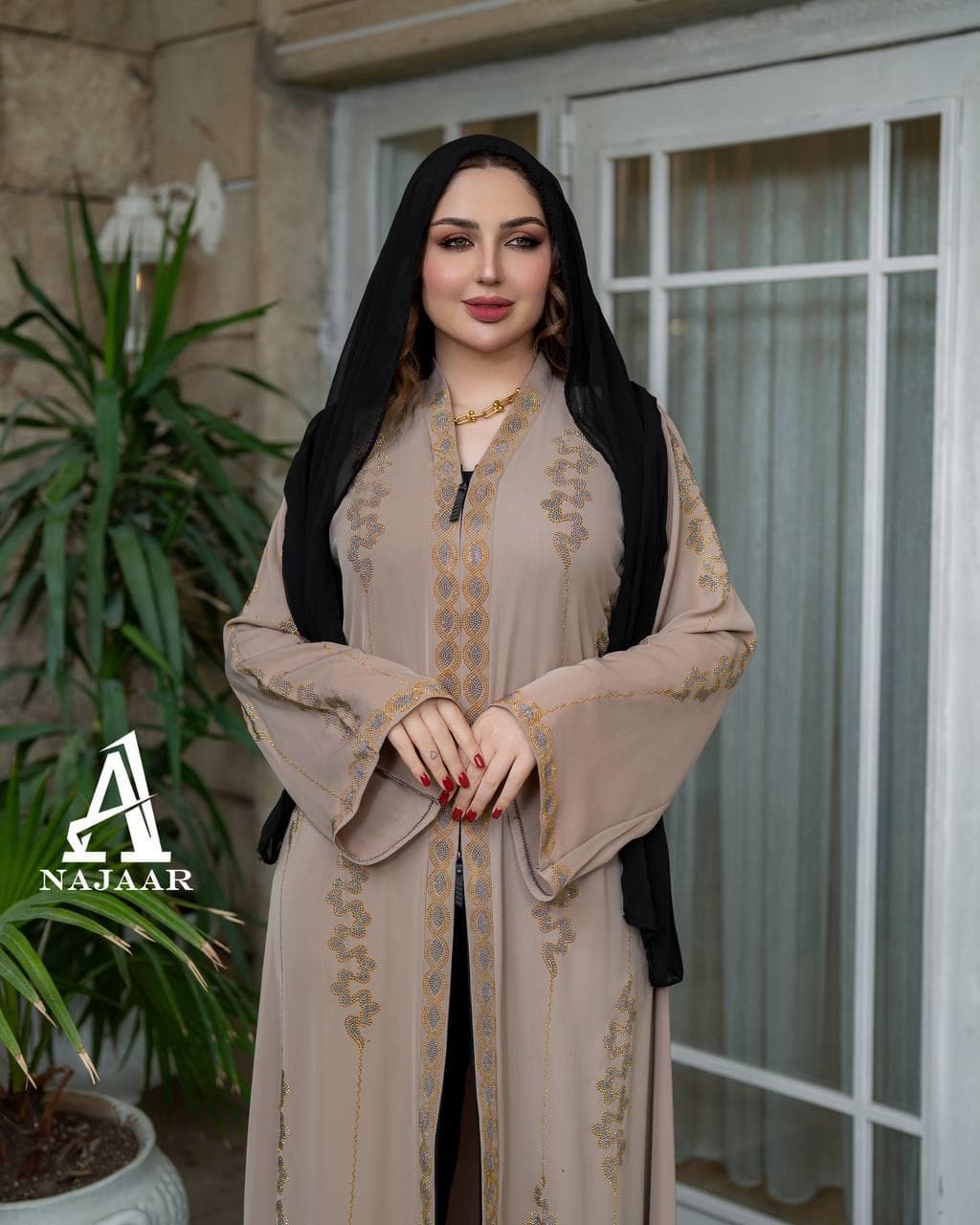 Embroidered Abaya Set | Turkish Modest Dress, Pajama Pants & Scarf - image 5