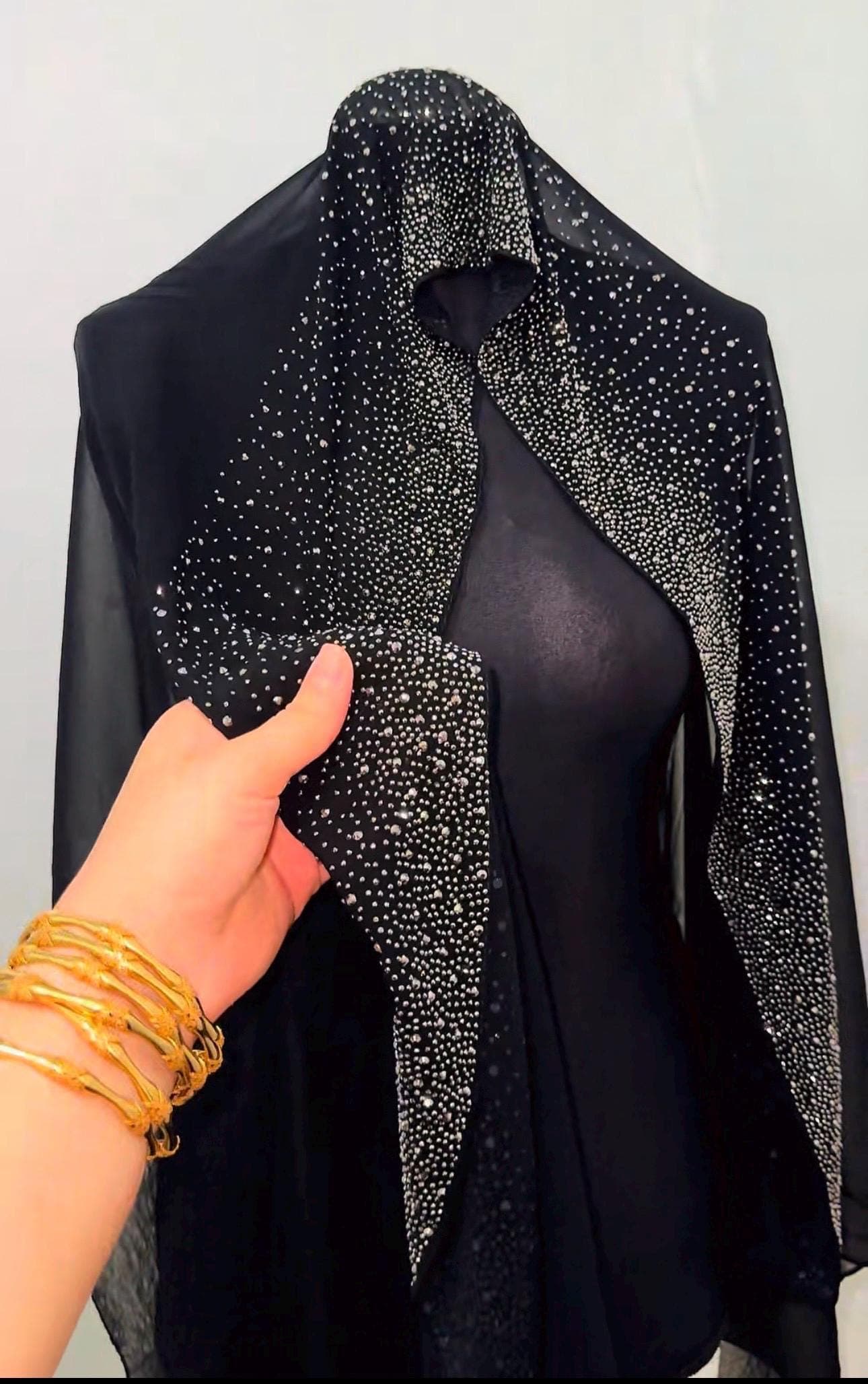 Luxury Crystal Hijab Scarf Shawl – Gold, Silver, or Multicolor Glitter – Soft Hijab for Women - image 5