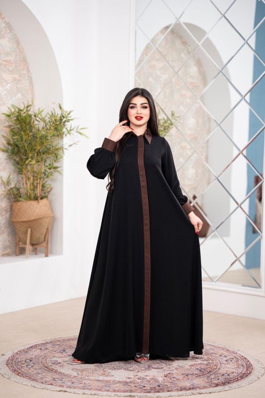 Black Abaya with Contrast Front Panel | Modern Buttoned Abaya | Elegant Modest Dress & | Luxury - image 4
