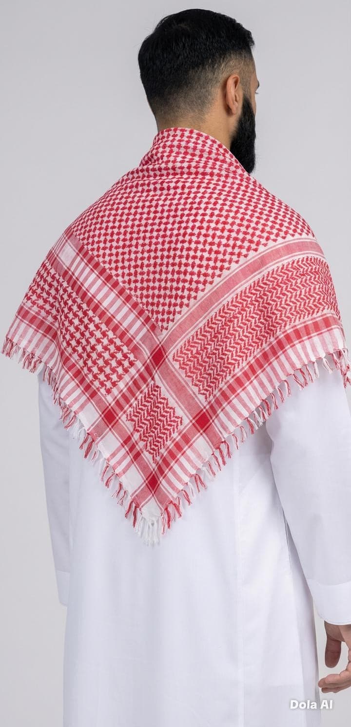 Cotton Keffiyeh Scarf: Traditional Arabic Shemagh Headwrap (Red/White, Black/White) - image 3