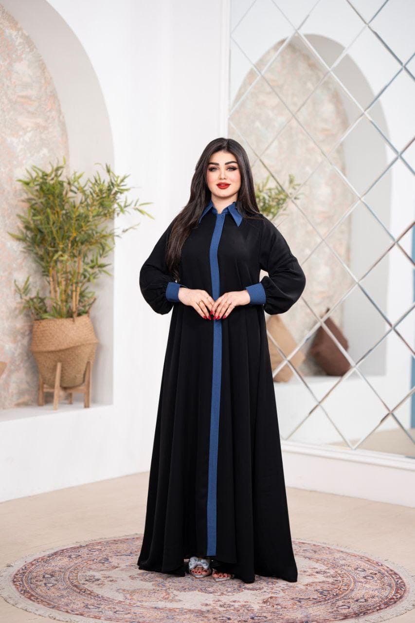 Black Abaya with Contrast Front Panel | Modern Buttoned Abaya | Elegant Modest Dress & | Luxury - image 3