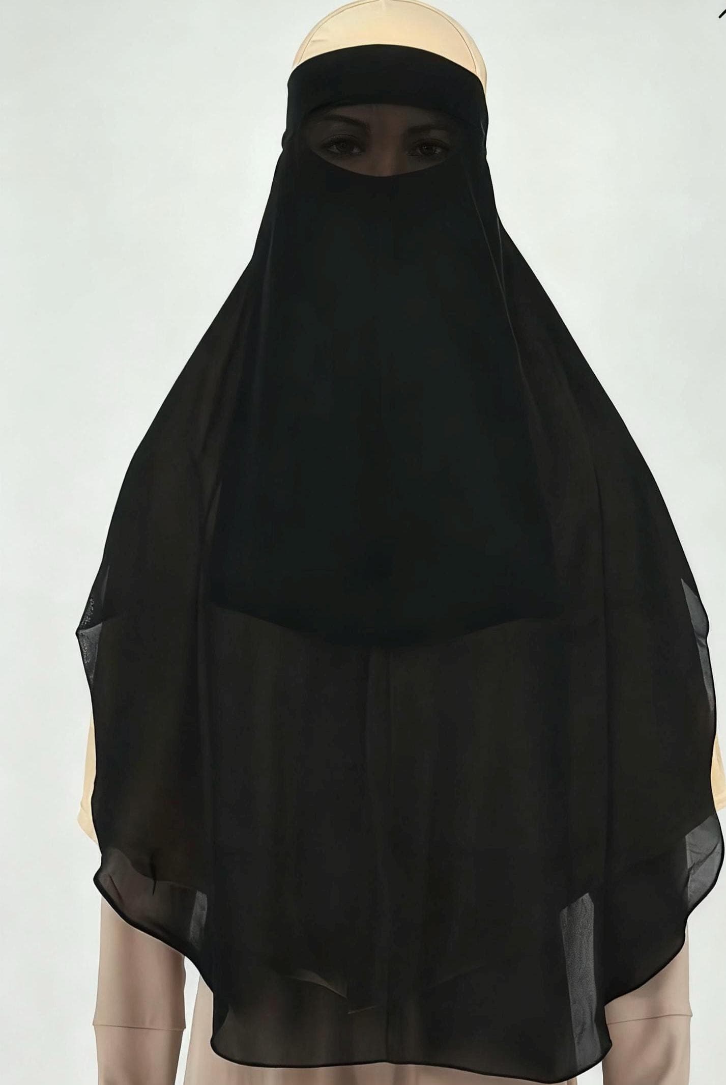 Two-Layer Tie-Back Niqab – Breathable Chiffon Face Veil, Modest Islamic Hijab - image 5
