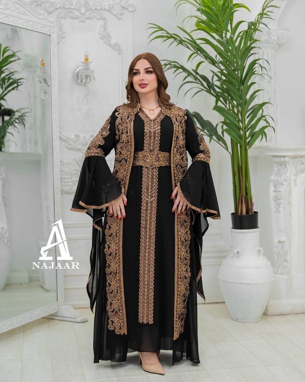 Luxury Crepe Kaftan Set | Crystal Belt, Modest Islamic Gown - image 5