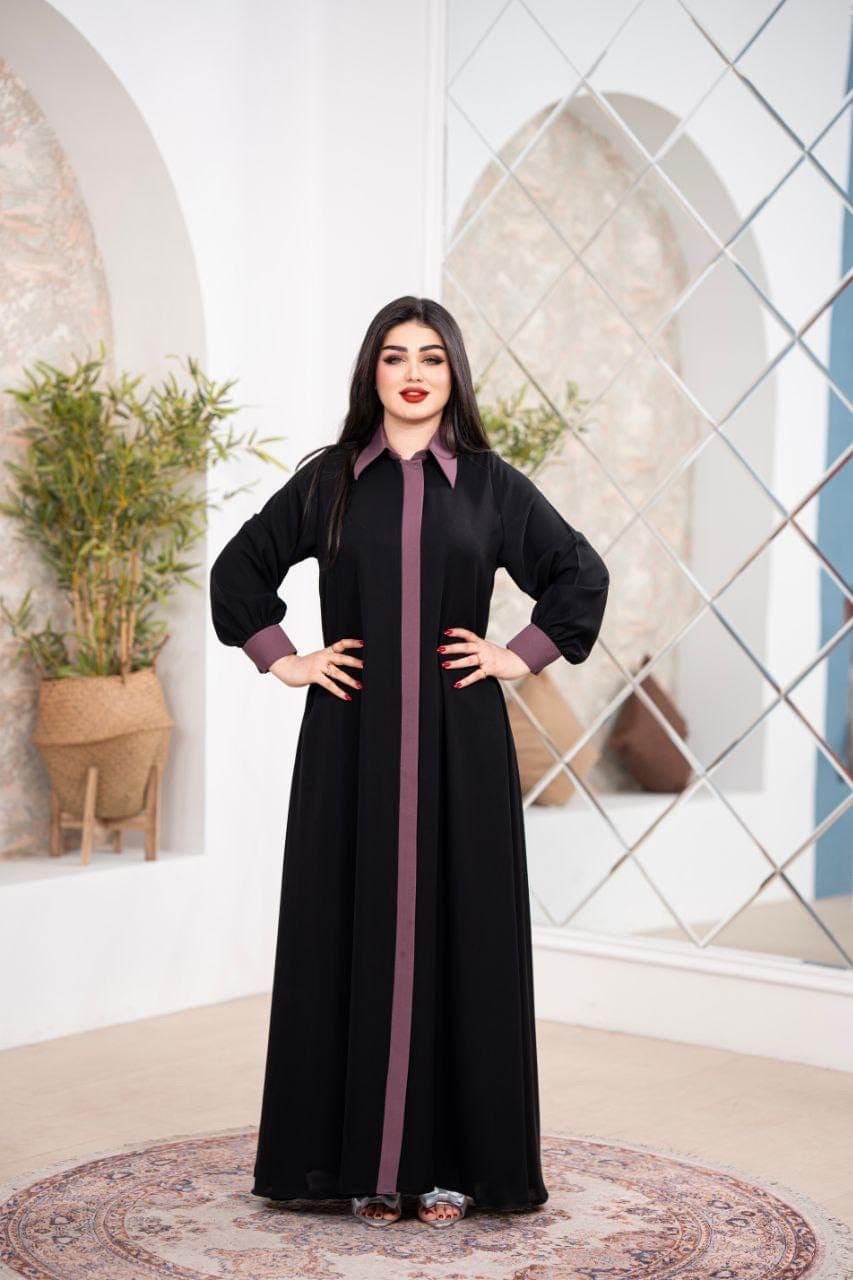 Black Abaya with Contrast Front Panel | Modern Buttoned Abaya | Elegant Modest Dress & | Luxury - image 5