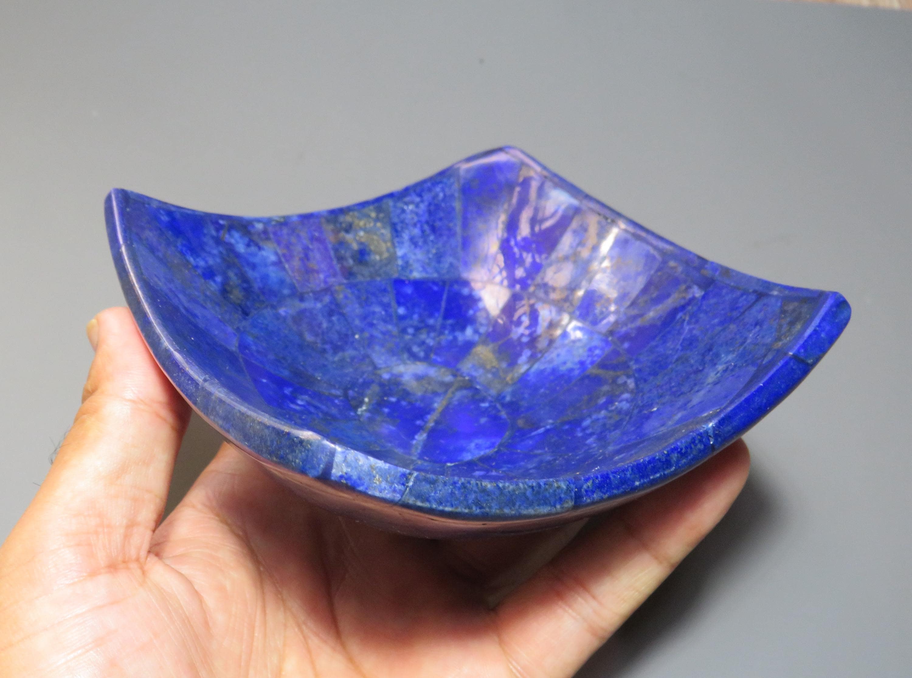 Handcrafted Lapis Lazuli Square Dish – Celestial Blue Mosaic Home Decor