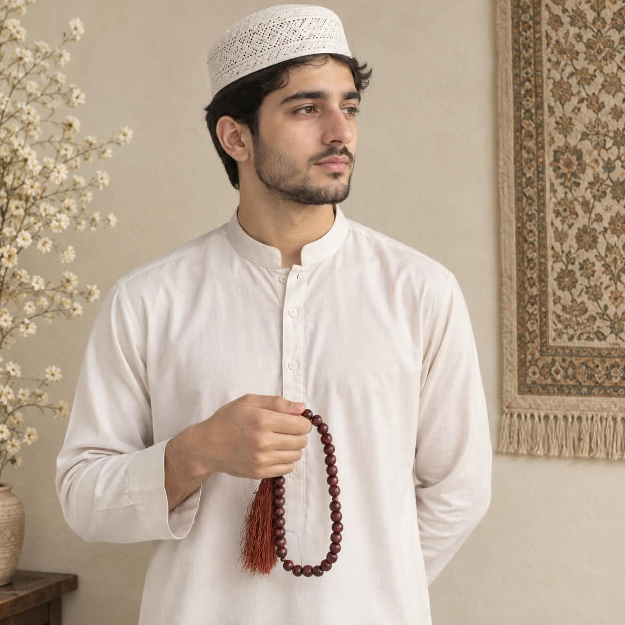 Handmade Wooden Tasbih, 35 Beads with Tassel, Lightweight Islamic Prayer Beads - image 4