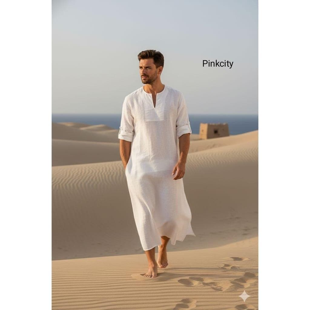 Mens Black Kaftan Thobe | Jubba for Men | Dubai Arabic Robe | Minimalist Summer Breathable - image 3