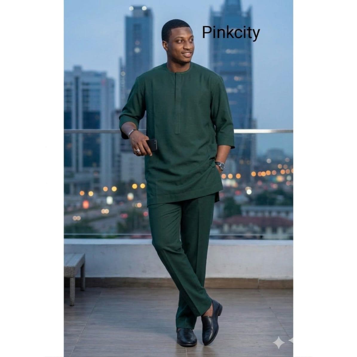Men's Dark Green Kurta Pajama Set, Modern Ethnic Festive Wear