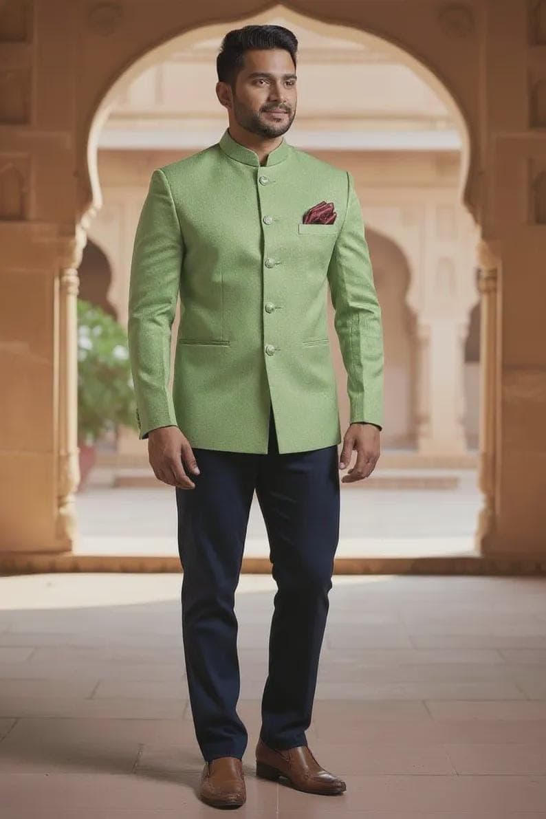 Mens Green Jodhpuri Suit Bandhgala Suit Wedding Groom Outfit Royal Indo Western Suit Modi Jacket Formal Ethnic Wear Men - image 4