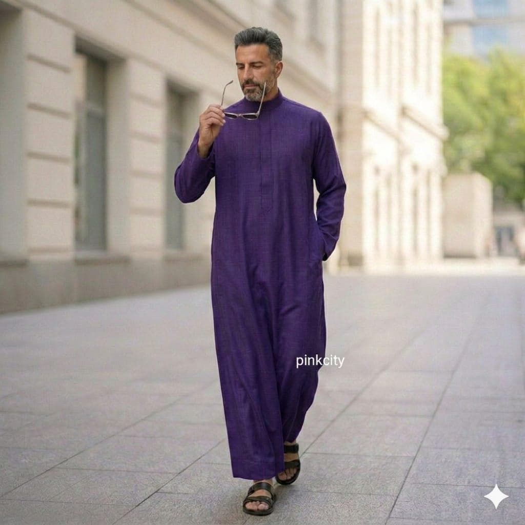 Men's Purple Thobe – Saudi Style Kandura, Cotton Blend Dishdasha – PinkCity Collection - image 3