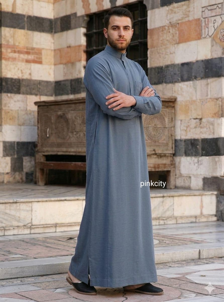 Men Thobe Jubba, Islamic Clothing for Men, Arabic , Muslim Prayer Dress, Ramadan Eid Outfit - image 3